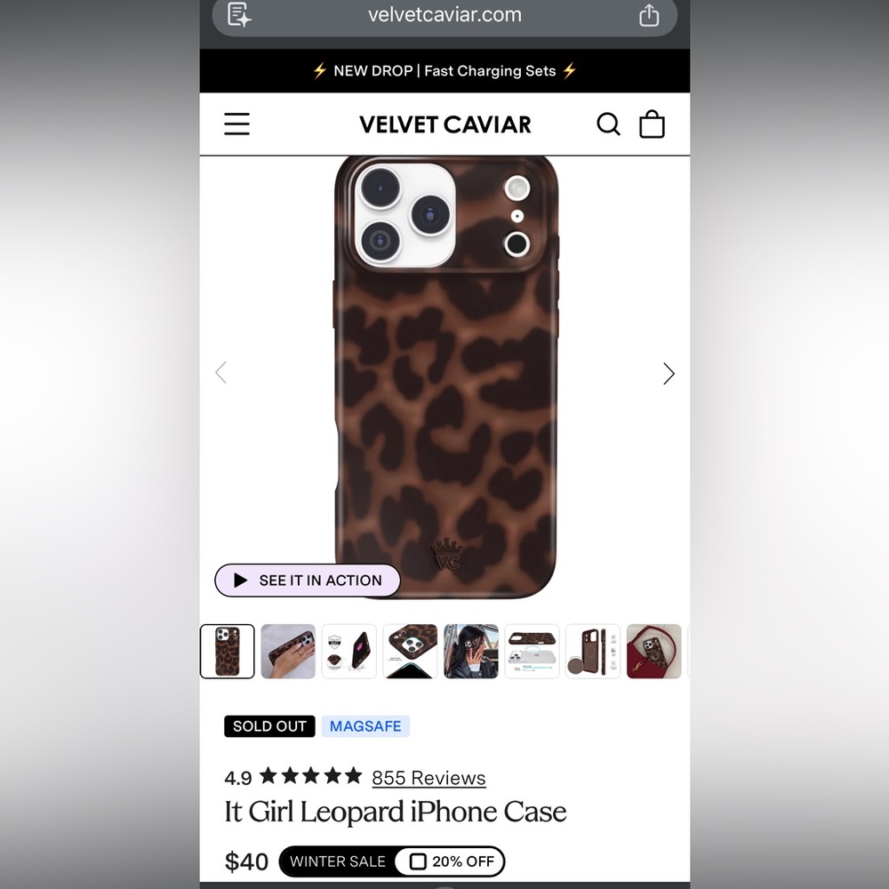 Velvet Caviar iPhone 17 Pro It Girl Leopard Print Phone Case & Grip NEW WITH BOX